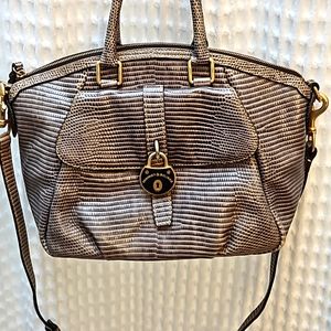 DOONEY & BOURKE GREY SNAKESKIN EMBOSSED LEATHER RARE SANTORINI SATCHEL!